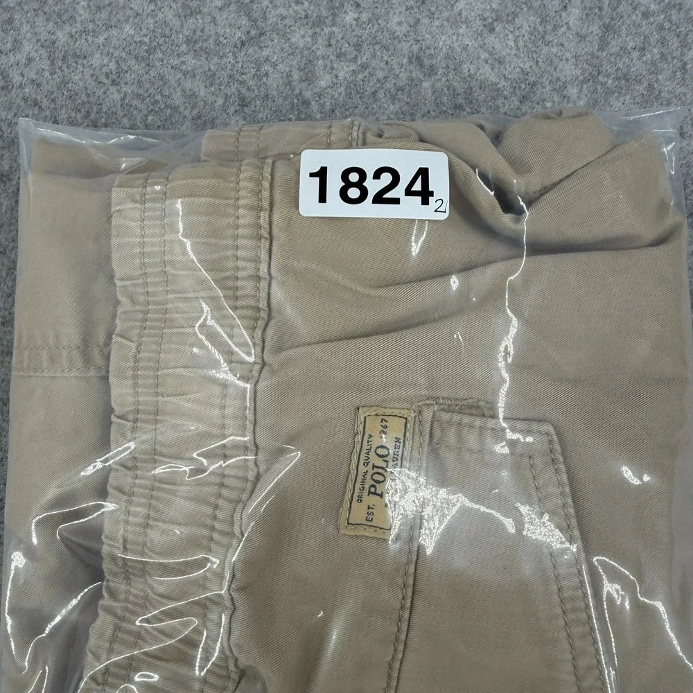Polo Ralph Lauren Mens Cargo Jogger XL Tan Drawstring Elastic Waist Zip Hem